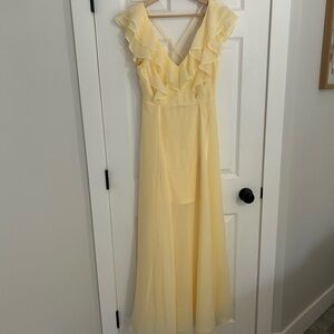 RW&CO. Soft Yellow Ruffle Maxi Dress